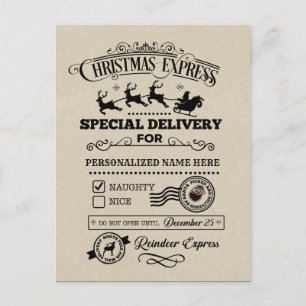 Postal Festiva Lista de traviesos de entrega especial de Christma