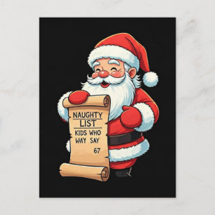 Postal Festiva Lista traviesa de Santa divertida para niños que d