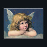 Postal Festiva Little christmas angel<br><div class="desc">A dreamy of vintage picture a angel with a en the starry sky background. Miseria only for Christmas!</div>