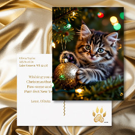 Postal Festiva Little Kitten on Christmas Tree Personalized