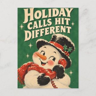 Postal Festiva Llamadas Navideñas de Muñeco de Nieve Antiguo Son