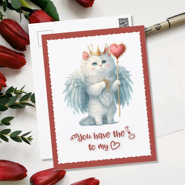 Postal Festiva Llave a mi corazón Gato de Ángel Blanco (Subido por el creador)