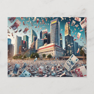 Postal Festiva Lluvia de dinero sobre Singapur - Postcarta de pro