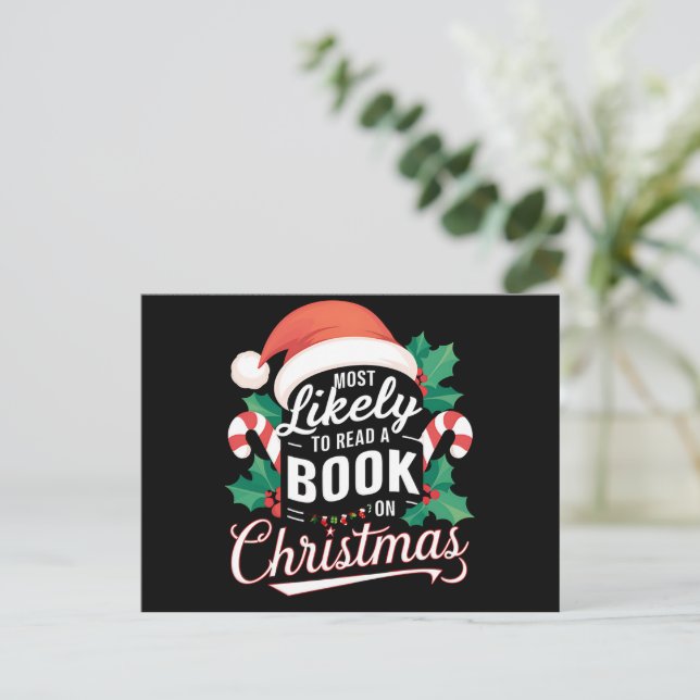 Postal Festiva Lo Más Probable Es Leer Un Libro Sobre Navidades (Anverso de pie)