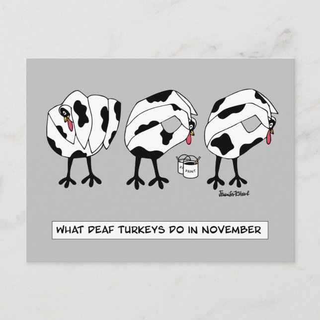 Postal Festiva Lo que hacen los pavos sordos en noviembre (Anverso)