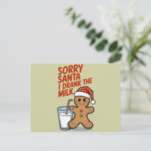 Postal Festiva Lo siento Santa I Se Bebió El Equipo De Navidades