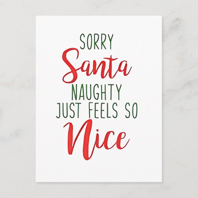 Postal Festiva Lo siento Santa ser travieso simplemente se siente (Anverso)