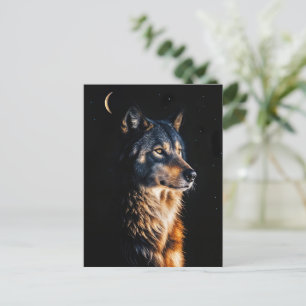 Postal Festiva Lobo lobo del solsticio de invierno luna creciente