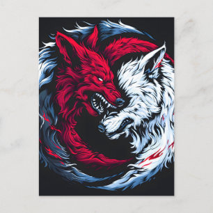 Postal Festiva Lobo lunar dual