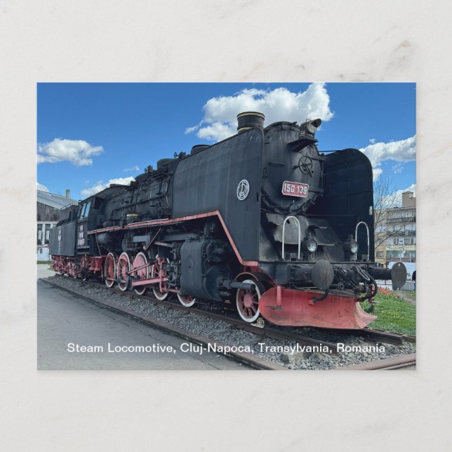 Postal Festiva Locomotora de vapor, Cluj-Napoca, Rumanía, en (Anverso)