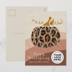 Postal Festiva Logo de la Compañía Boho Leopard Pumpkin de Acción