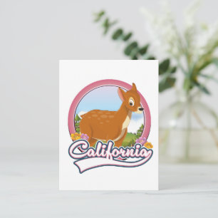 Postal Festiva Logo de las vacaciones en California Deer
