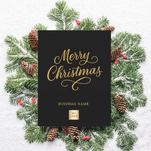 Postal Festiva Logo de Merry Christmas black gold