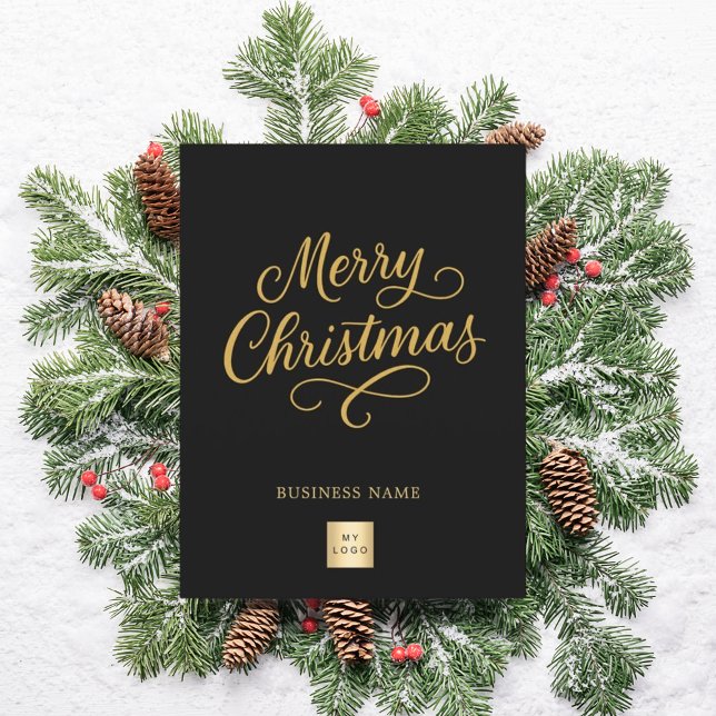 Postal Festiva Logo de Merry Christmas black gold (Subido por el creador)