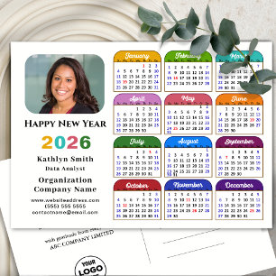 Postal Festiva Logo de negocios 2026 Calendario de color negro mo