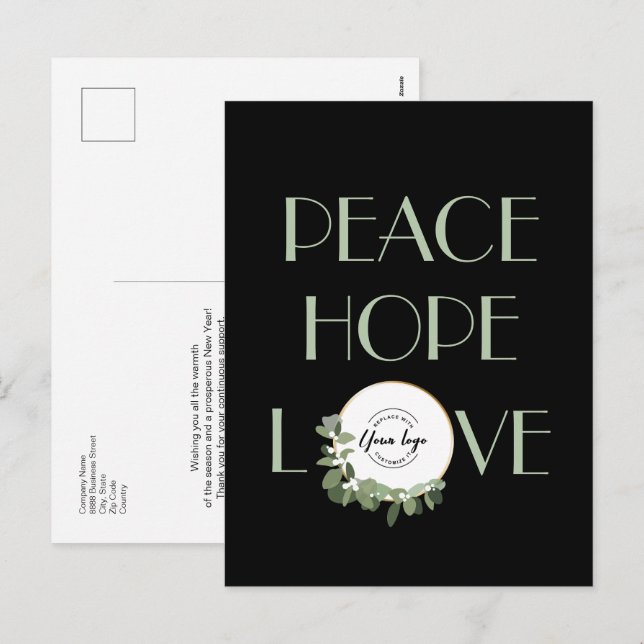 Postal Festiva Logo de Personalizado de negocios Moderna Wreath P (Anverso / Reverso)