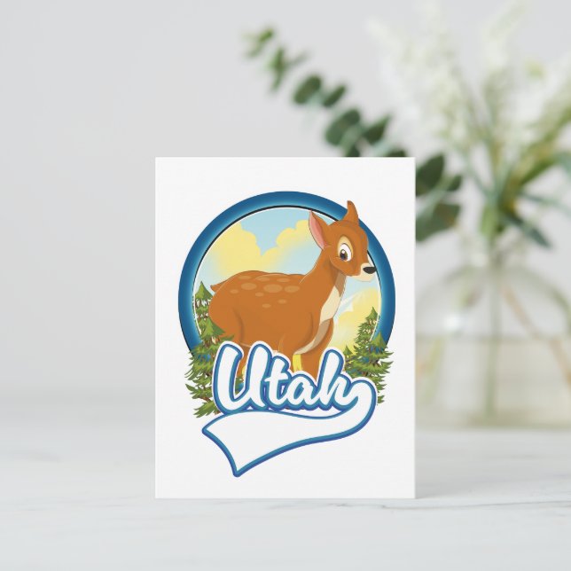 Postal Festiva Logo de Utah Deer Travel (Anverso de pie)