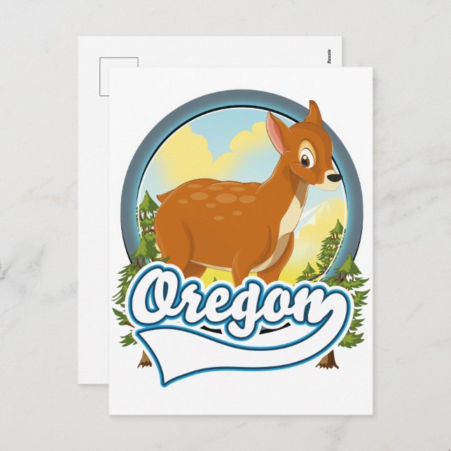 Postal Festiva Logo de viaje de Oregon Deer (Anverso / Reverso)