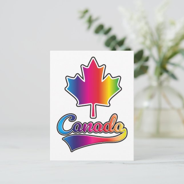 Postal Festiva Logo del arcoiris del Orgullo de Canadá (Anverso de pie)