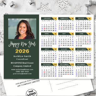 Postal Festiva Logo del calendario 2026 Sage Green Business Minim