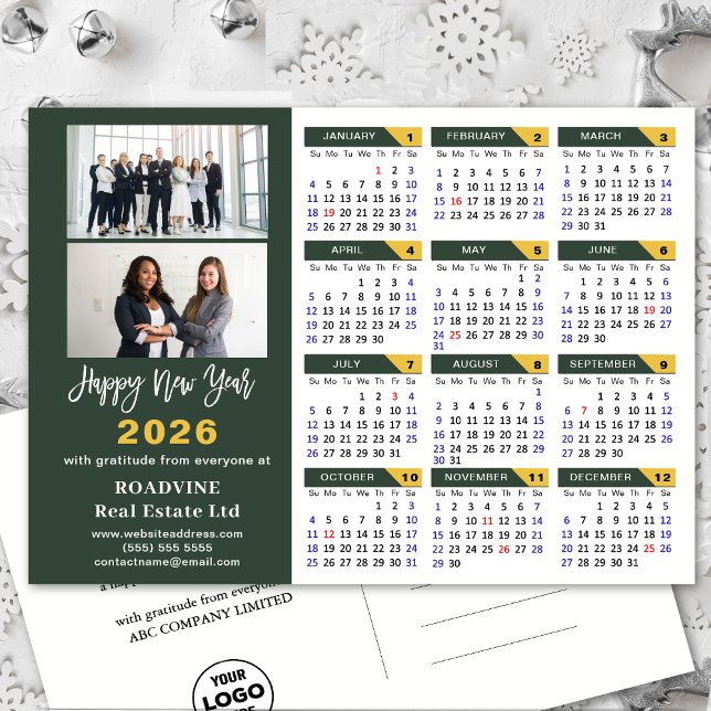Postal Festiva Logo del calendario 2026 Sage Green Business Minim (Subido por el creador)