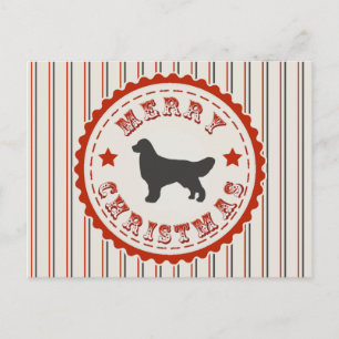 Postal Festiva Logo del Viñage Merry Christmas Golden Retriever