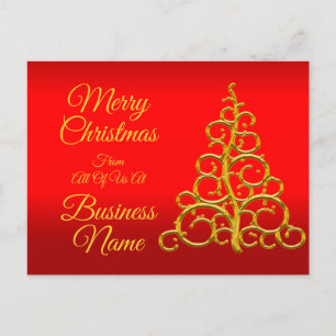 Postal Festiva Logo Promo Business Red con Navidades de árbol ama