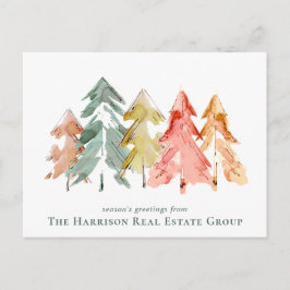 Postal Festiva Logotipo comercial Código QR Navidades de pinos