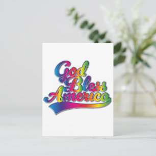 Postal Festiva logotipo de arcoíris de Dios bendiga a América