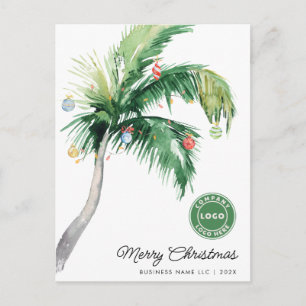 Postal Festiva Logotipo de negocio costero de palmera tropical Na