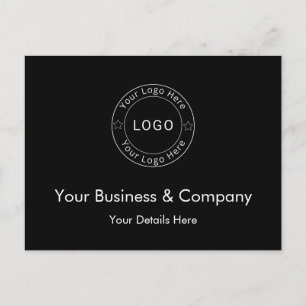 Postal Festiva Logotipo de su empresa en negro personalizado