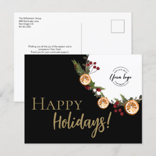 Postal Festiva Logotipo del Personalizado Foliage Wreath