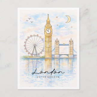 Postal Festiva London Cityscape Watercolor | United Kingdom
