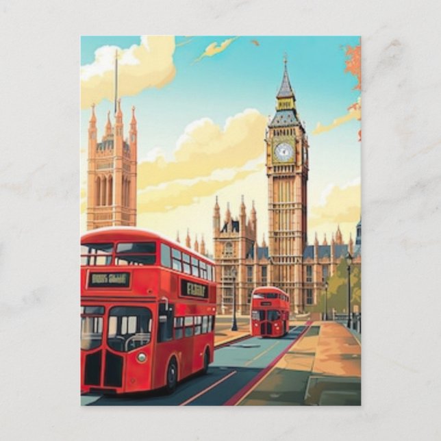Postal Festiva London Travel Postcard Art, London Travel Art, Ing (Anverso)