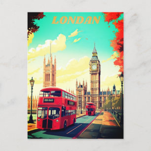 Postal Festiva London Travel Postcard Art, London Travel Art, Ing