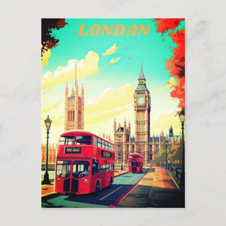 Postal Festiva London Travel Postcard Art, London Travel Art, Ing