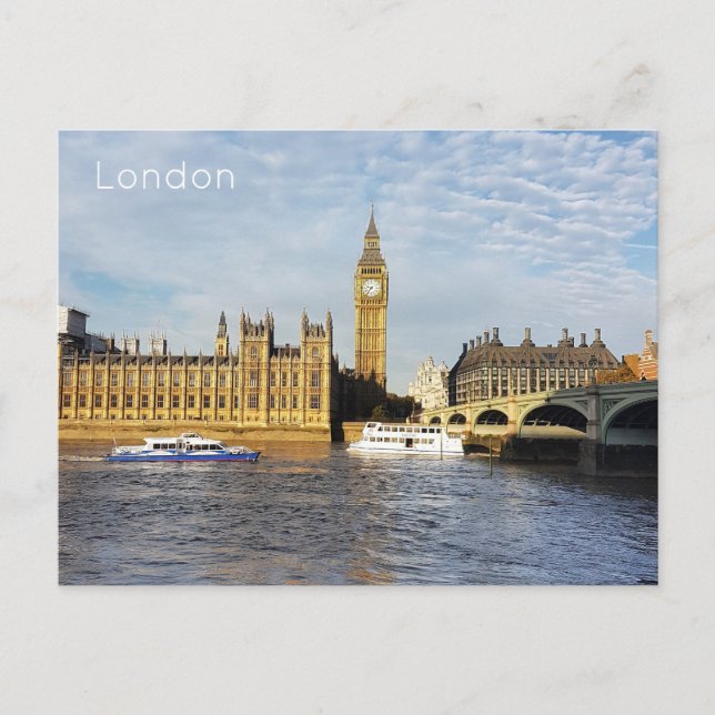 Postal Festiva Londres - Cámaras del Parlamento (Anverso)