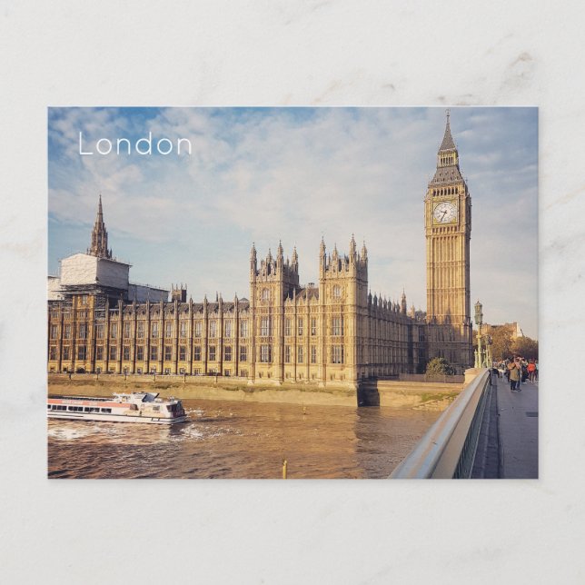 Postal Festiva Londres - Cámaras del Parlamento (Anverso)