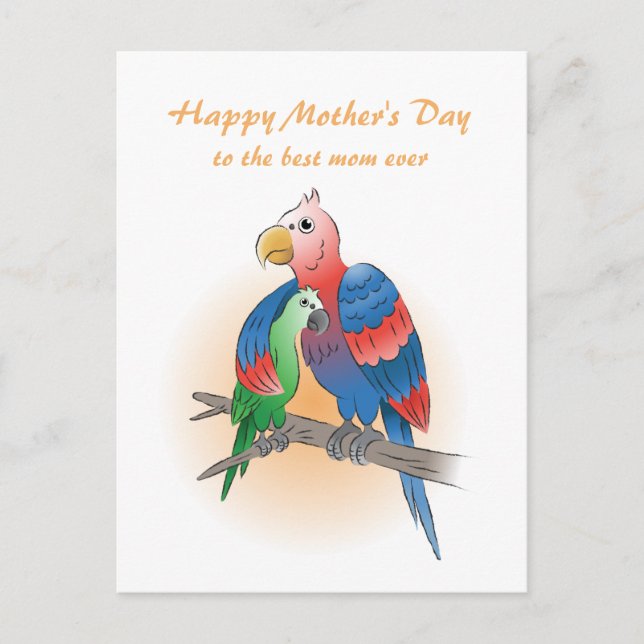 Postal Festiva Loros Lindos Día de la Madre (Anverso)