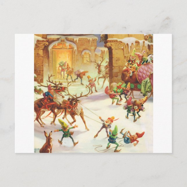 POSTAL FESTIVA LOS AMANTES DE SANTA CARGAN SU SUEÑO CON REGALOS (Anverso)