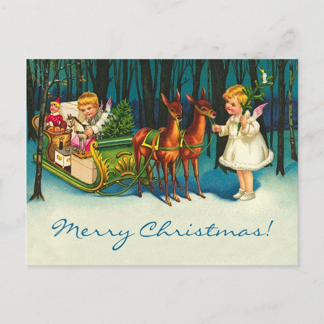 Postal Festiva Los ángeles en camino (Anverso)