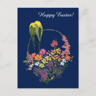 Postal Festiva los años 20 Pascua feliz con la cesta