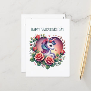 Postal Festiva Los chicas más curos unicornio Feliz Día de San Va