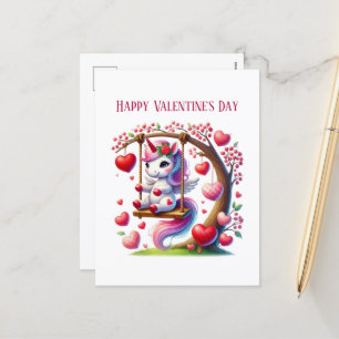 Postal Festiva Los chicas más curos unicornio Feliz Día de San Va