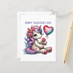 Postal Festiva Los chicas más curos unicornio Feliz Día de San Va