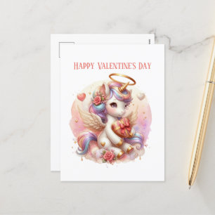 Postal Festiva Los chicas más curos unicornio Feliz Día de San Va