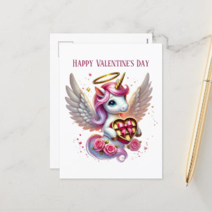 Postal Festiva Los chicas más curos unicornio Feliz Día de San Va