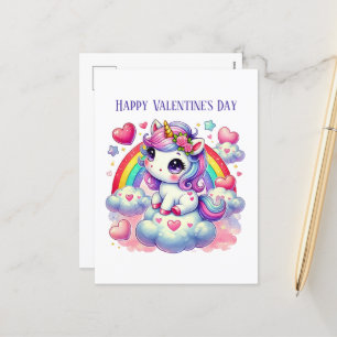 Postal Festiva Los chicas más curos unicornio Feliz Día de San Va