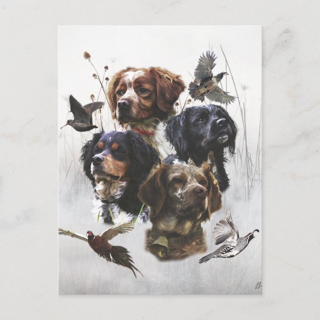 Postal Festiva Los españoles de Bretaña, temporada de caza de ave (Anverso)