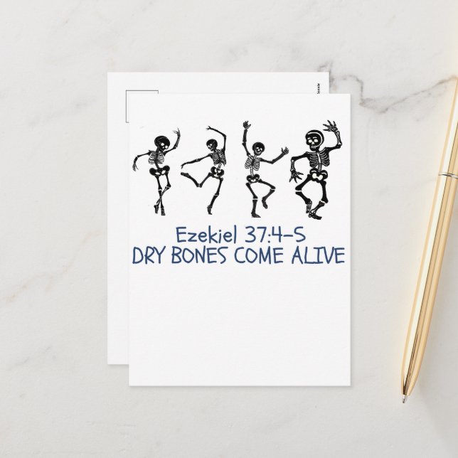 Postal Festiva Los huesos secos se vuelven divertidos Halloween c (Anverso/Reverso In Situ)